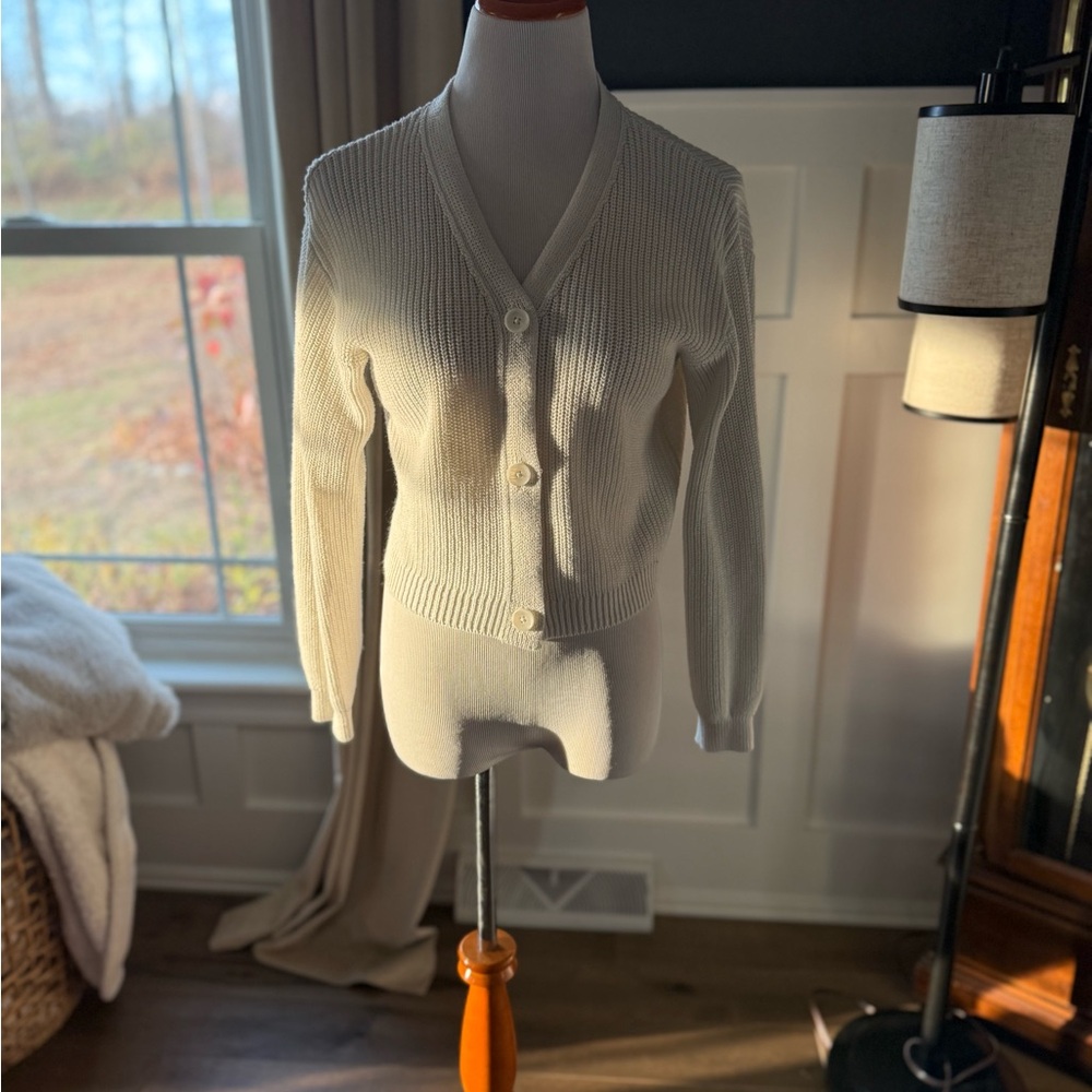 Art Class Cream Button-Up Cardigan
